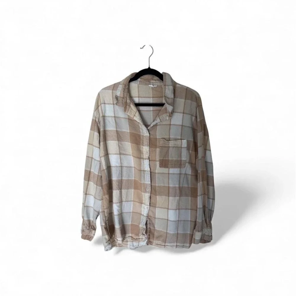 Cotton on cream and brown flannel shirt